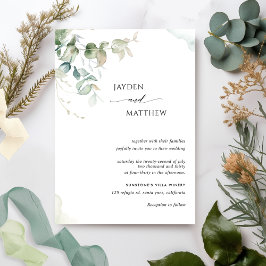 Elegant minimalistisch groen Eucalyptus Wedding Kaart
