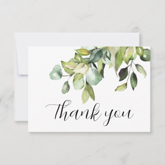 Elegant minimalistisch groen gebit met zwarte bota bedankkaart (Voorkant)