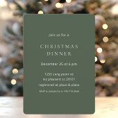 "Elegant Minimalistisch Groen Kerst Dinner Kaart