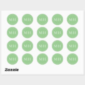 Elegant minimalistisch groen monogram gestippelde ronde sticker (Vel)