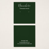 Elegant minimalistisch groen oorscherm vierkante visitekaartjes (Voorkant /achterkant)