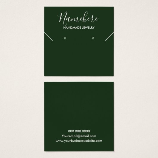 Elegant minimalistisch groen oorscherm vierkante visitekaartjes (Voorkant /achterkant)