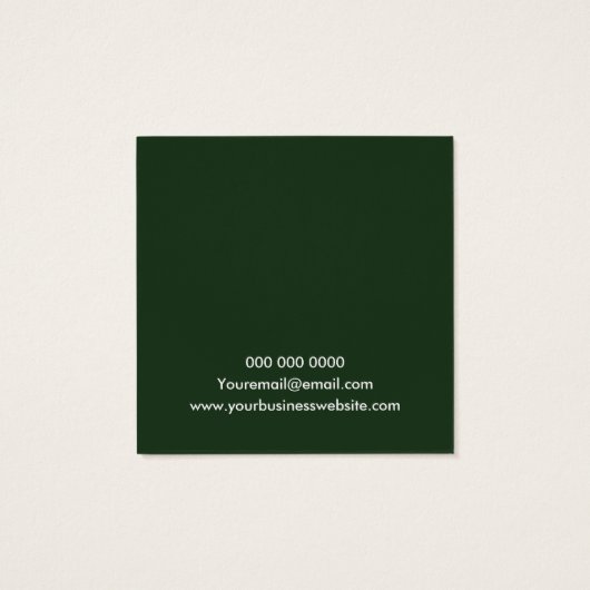 Elegant minimalistisch groen oorscherm vierkante visitekaartjes (Achterkant)