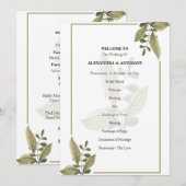 Elegant Minimalistisch Groenhuwelijkprogramma Programmakaart (Voorkant / Achterkant)