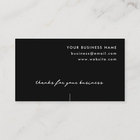 Elegant minimalistisch handgeschreven bedankje zwa kortingskaartje (Achterkant)