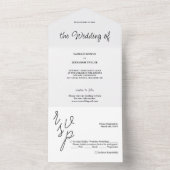 Elegant minimalistisch handschrift zwart-wit all in one uitnodiging (Binnen)