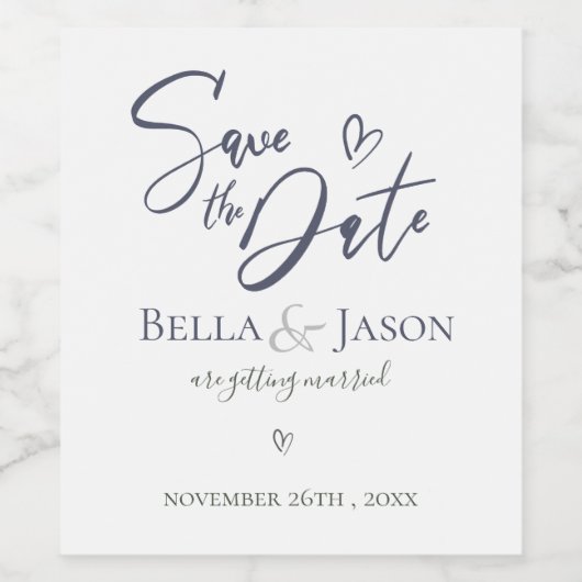 Elegant minimalistisch harthuwelijk sparen de datu wijn etiket (Enkel label)