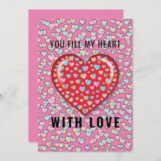 Elegant minimalistisch hartontwerp kaart (Voorkant / Achterkant)