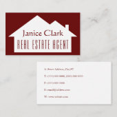 Elegant minimalistisch huisvormig rood visitekaartje (Voorkant / Achterkant)