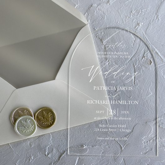 Elegant minimalistisch huwelijk acryl uitnodigingen