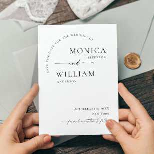 Elegant minimalistisch huwelijk bewaart de datum briefkaart