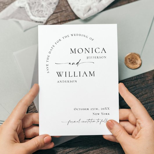 Elegant minimalistisch huwelijk bewaart de datum briefkaart