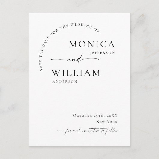 Elegant minimalistisch huwelijk bewaart de datum briefkaart (Voorkant)