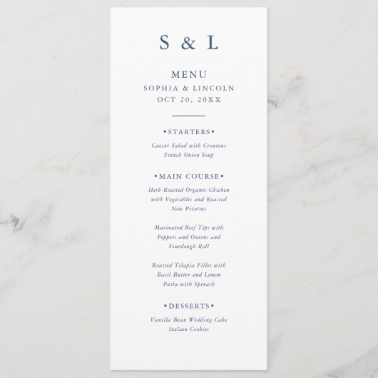 Elegant minimalistisch huwelijk menu (Voorkant)