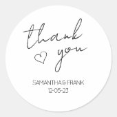 Elegant minimalistisch huwelijk ronde sticker (Voorkant)