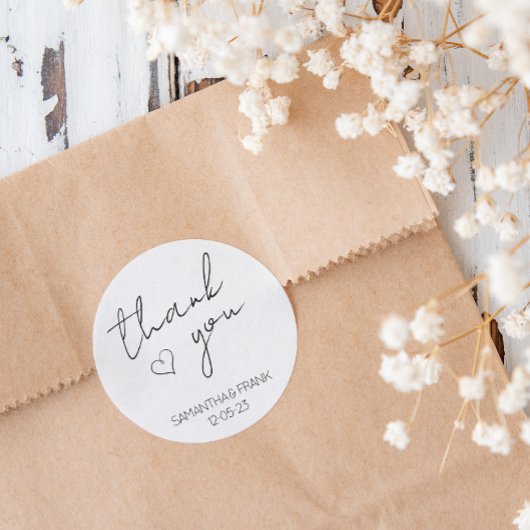 Elegant minimalistisch huwelijk ronde sticker