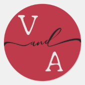 Elegant minimalistisch huwelijk ronde sticker (Voorkant)