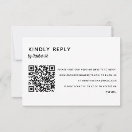 Elegant minimalistisch huwelijk RSVP QR-code onlin Kaartje