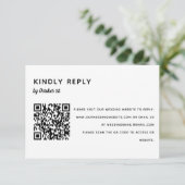 Elegant minimalistisch huwelijk RSVP QR-code onlin Kaartje (Staand voorkant)