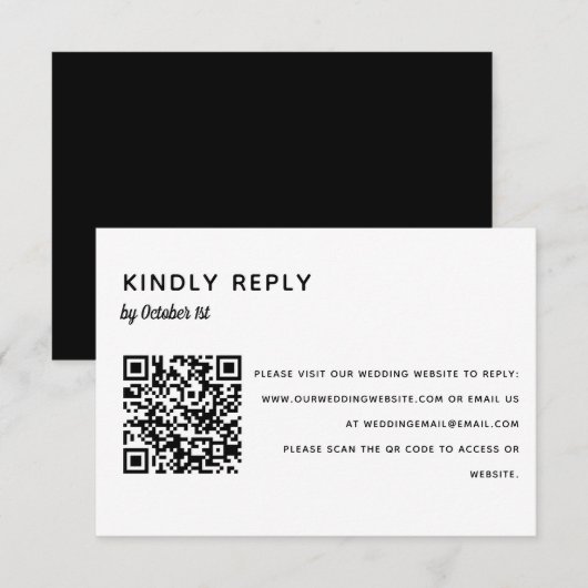 Elegant minimalistisch huwelijk RSVP QR-code onlin Kaartje (Voorkant / Achterkant)
