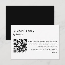 Elegant minimalistisch huwelijk RSVP QR-code onlin Kaartje