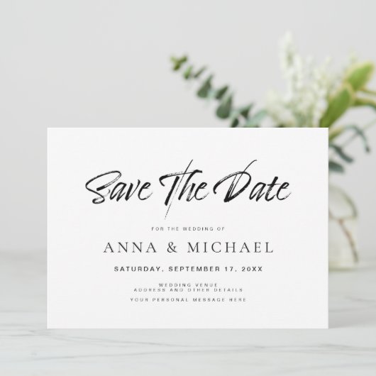 Elegant minimalistisch huwelijk save the date (Staand voorkant)
