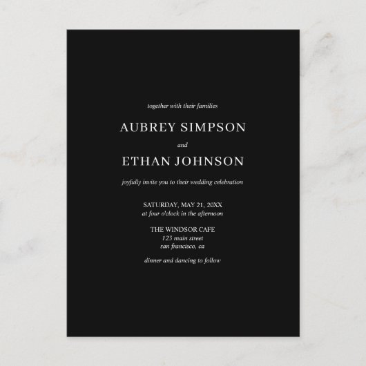 Elegant minimalistisch huwelijk uitnodiging briefkaart (Voorkant)