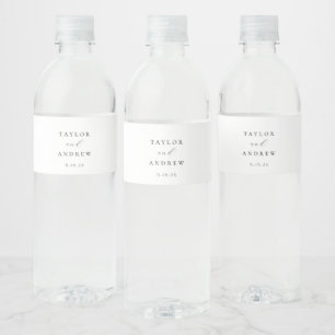 Elegant minimalistisch huwelijk waterfles etiket