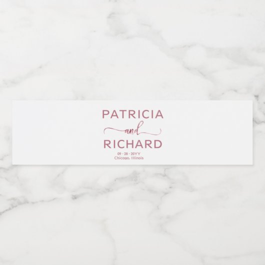 Elegant minimalistisch huwelijk waterfles etiket (Enkel label)