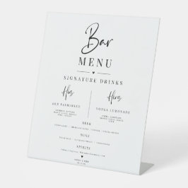 Elegant Minimalistisch Huwelijksbarmenu Bord | taf Reclamebord Met Voetstuk