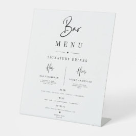 Elegant Minimalistisch Huwelijksbarmenu Bord | taf Reclamebord Met Voetstuk