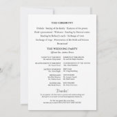 Elegant Minimalistisch Huwelijksceremonie Programm Kaart (Achterkant)