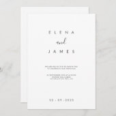 Elegant minimalistisch huwelijkshuwelijk kaart (Voorkant / Achterkant)