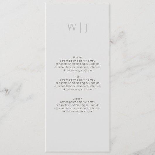 Elegant minimalistisch huwelijksmenu menu (Voorkant)