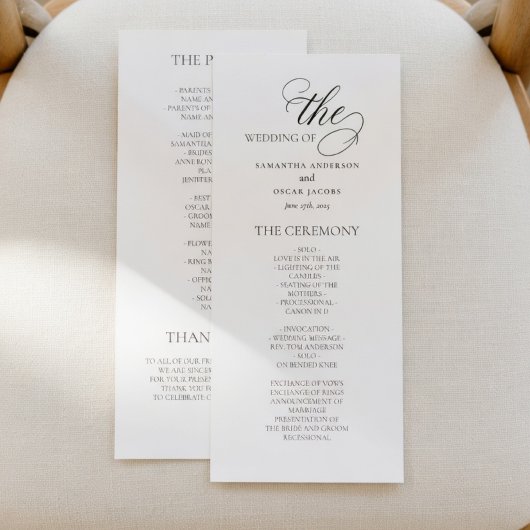 Elegant Minimalistisch Huwelijksprogramma Menu