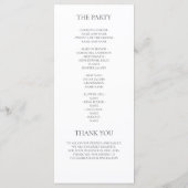 Elegant Minimalistisch Huwelijksprogramma Menu (Achterkant)