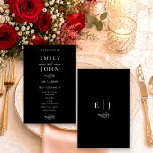 Elegant Minimalistisch Huwelijksprogramma Zwart & 