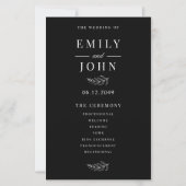 Elegant Minimalistisch Huwelijksprogramma Zwart &  (Voorkant)