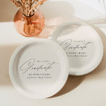 Elegant minimalistisch ivoor Afstuderen Papieren Bordje<br><div class="desc">Elegant afstuderen papier borden met "Afstuderen" in een mooi zwart script met een crèmeachtergrond. Pas de borden van het afstuderen aan door de naam van de afgestudeerde, schoolnaam, en het jaar van het afstuderen toe te voegen. De gepersonaliseerde afstuderen papieren borden zijn perfect voor zowel de academische wereld als de...</div>