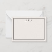 Elegant minimalistisch ivoor drieletterig monogram notitiekaartje (Voorkant)