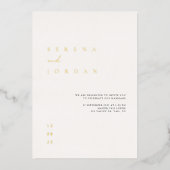 Elegant minimalistisch ivoor Folie bruiloft Folie Uitnodiging (Voorkant)