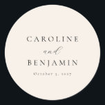 Elegant Minimalistisch Ivory Cream Calligraphy Wed Ronde Sticker<br><div class="desc">Elegant minimalistisch Ivory crème kalligrafie Sticker klassieke ronde bruiloft</div>