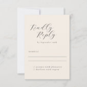 Elegant Minimalistisch Ivory Cream Calligraphy Wed RSVP Kaartje (Voorkant)