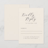 Elegant Minimalistisch Ivory Cream Calligraphy Wed RSVP Kaartje (Voorkant / Achterkant)