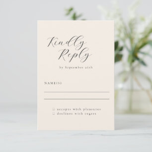 Elegant Minimalistisch Ivory Cream Calligraphy Wed RSVP Kaartje