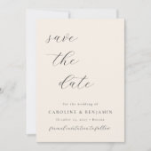 Elegant Minimalistisch Ivory Cream Calligraphy Wed Save The Date (Voorkant)