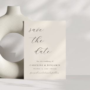 Elegant Minimalistisch Ivory Cream Calligraphy Wed Save The Date