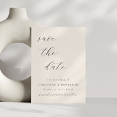 Elegant Minimalistisch Ivory Cream Calligraphy Wed Save The Date