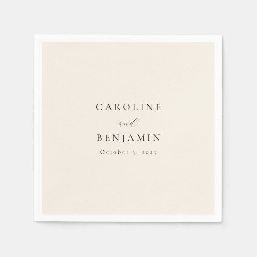 Elegant Minimalistisch Ivory Cream Calligraphy Wed Servet (Voorkant)