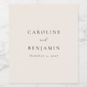 Elegant Minimalistisch Ivory Cream Calligraphy Wed Wijn Etiket (Enkel label)